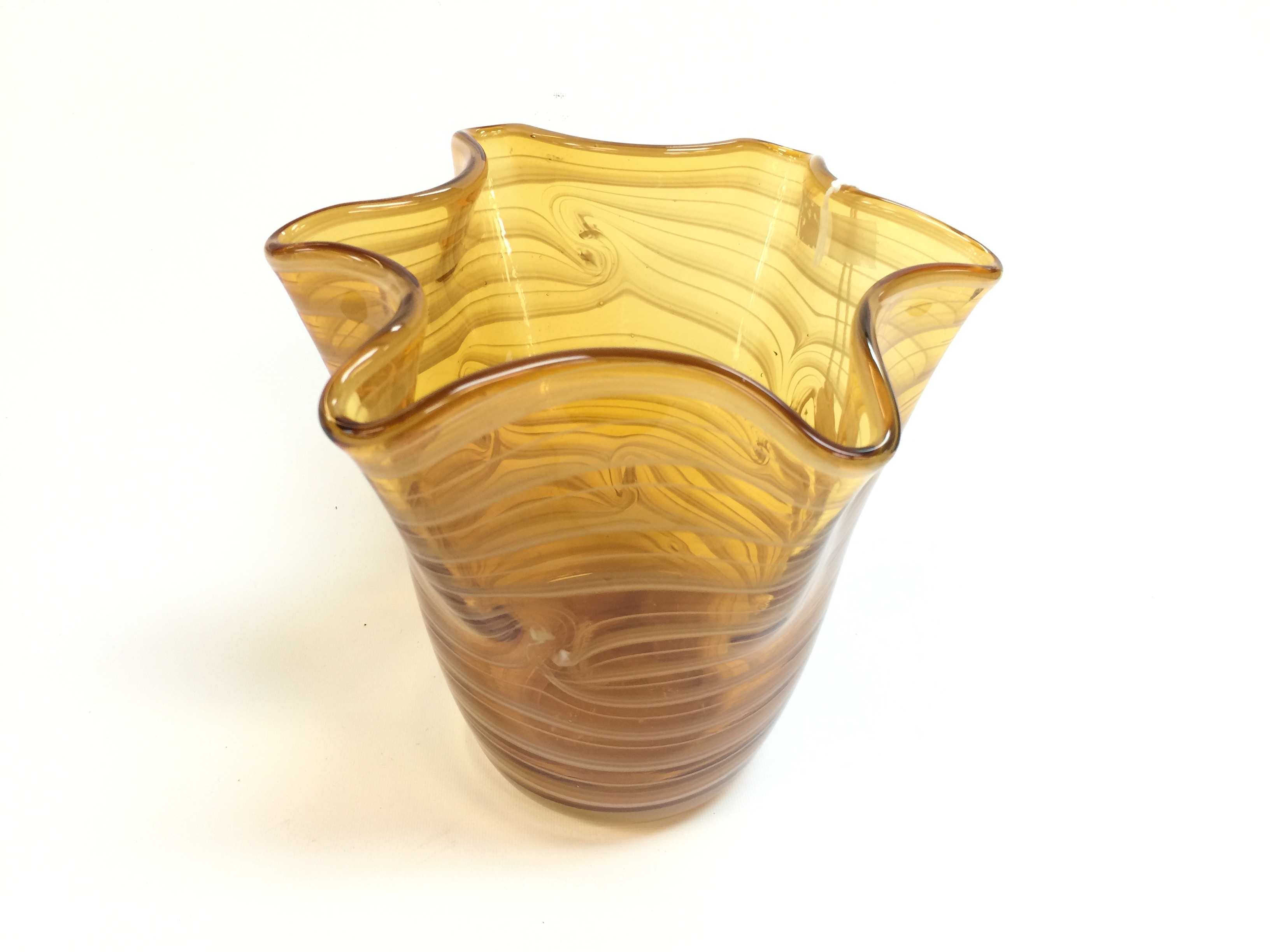 Glass Vase - 7" Amber Waffle