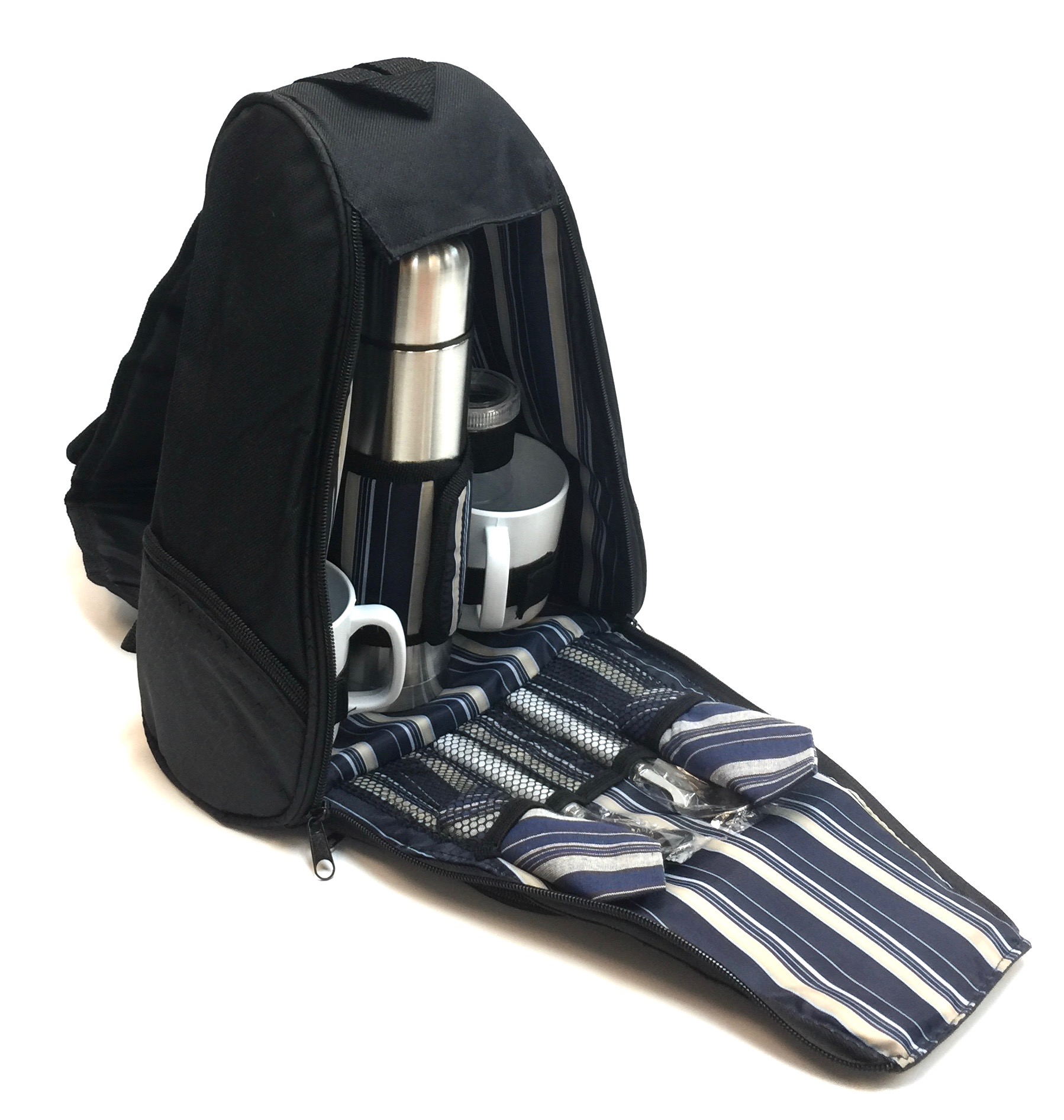 Camping Backpack W/thermos/Utensils - Black