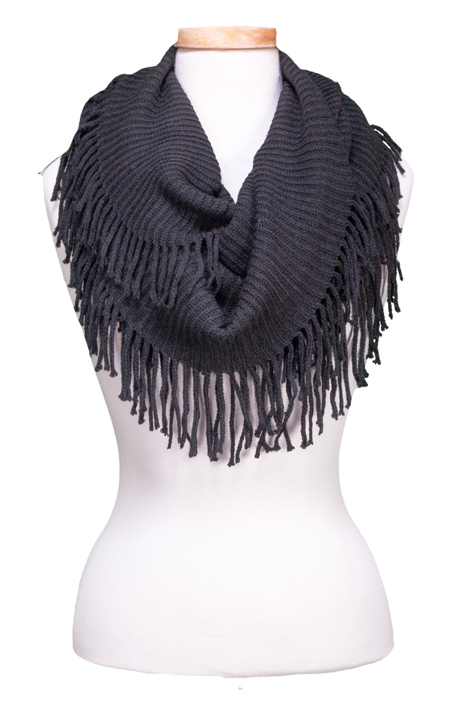 Solid Ribbed Spider Infinity Scarf Asst
