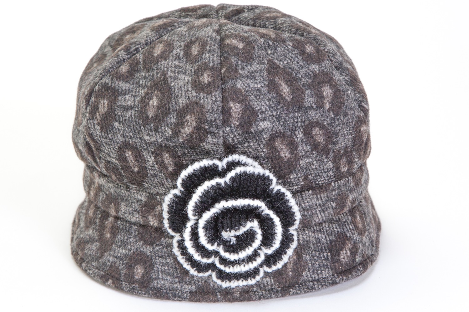 Leopard Hat W/Knit Bow Asst