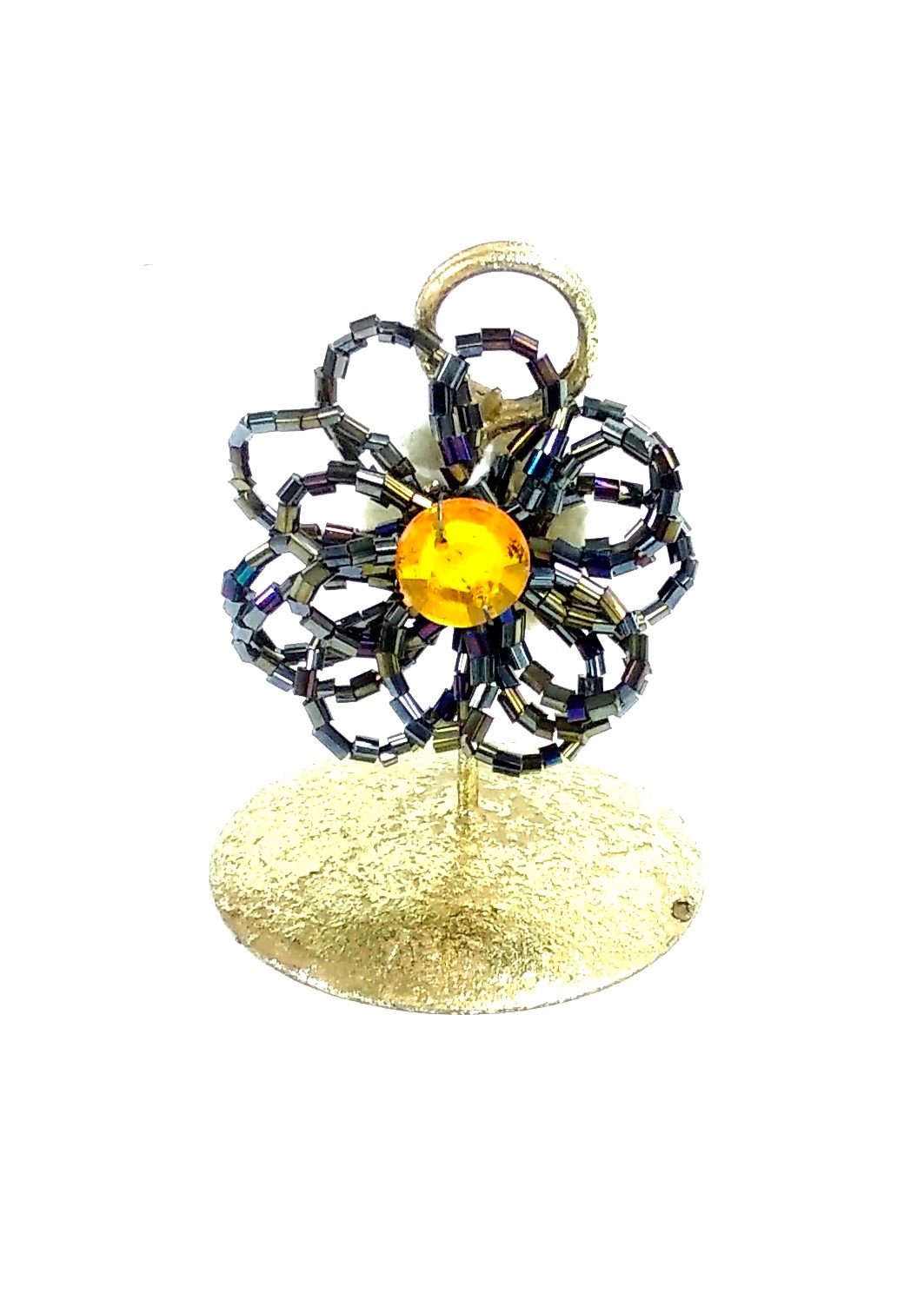 Beaded Flower Mtl Card-Pht Hld