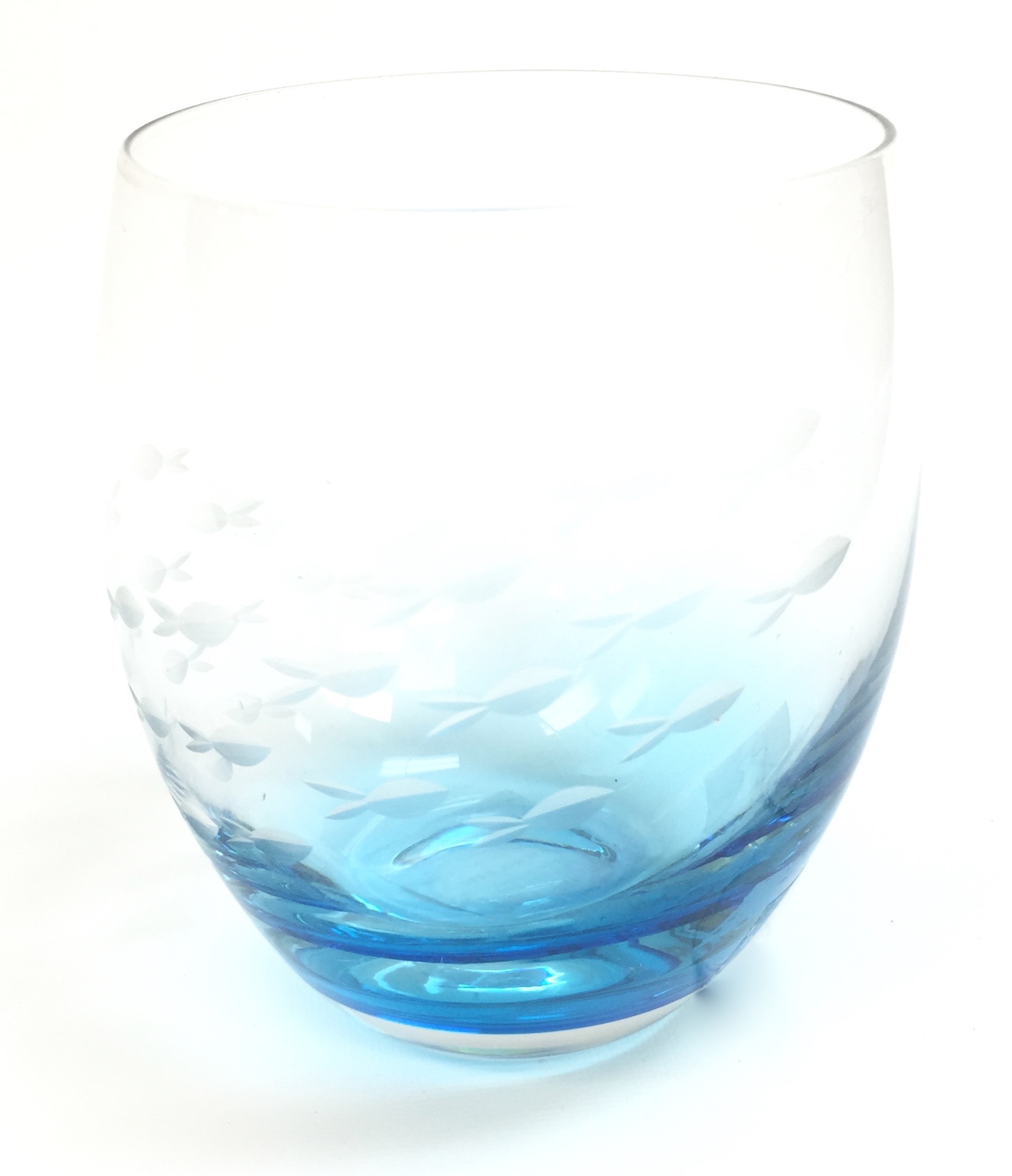 Blue Tint Glass Spiral Fish