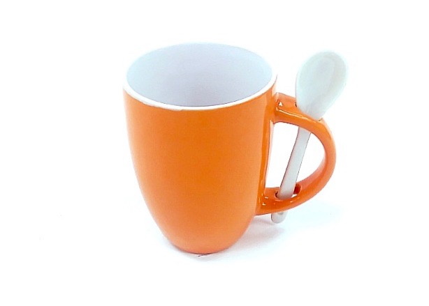 (image for) 12 Oz White In/Orange Out Spoon Mug