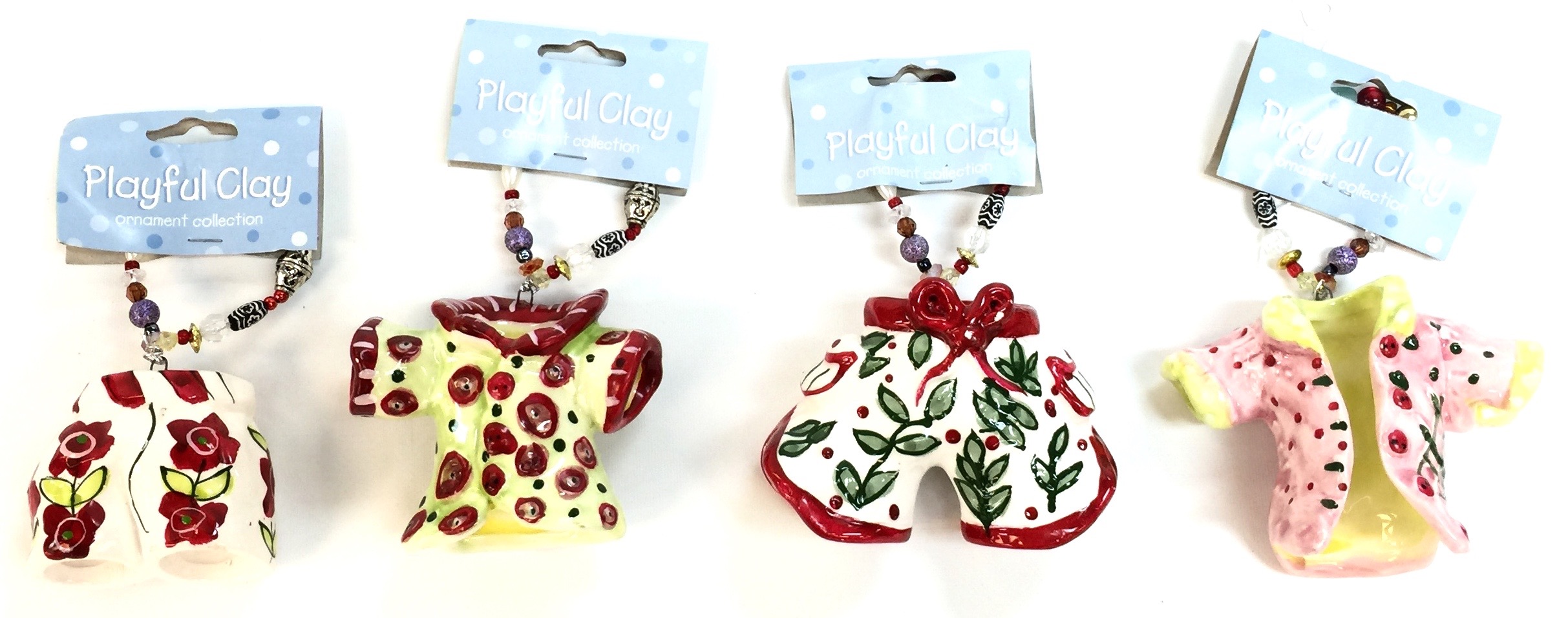 Playful Clay Collection Ornament - S/4 Beach Bum