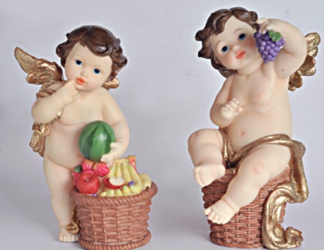 2/A Cherub w/Fruit Basket