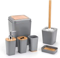 6PC Plastic Bathroom Set - Grey