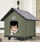 Heated Indoor/Outdoor Cat House - Olive