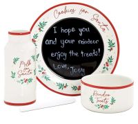 (031720) Santa's Message Plate Set, Cookie Plate,Milk Jar,Treat Bowl