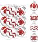 12CT 90mm Clear Christmas Ball Ornaments  - Red & White