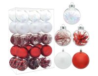 30ct 8CM Assorted Style Ball Ornaments - Red & White