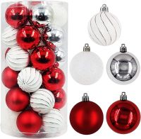 30CT 8cm Christmas Ornaments - Red/White