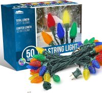 50CT Multicolor LED C9 Green Wire String Lights