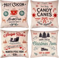 Set/4 Christmas Buffalo Pillow Covers