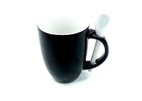 12 Oz White In/Black Out Spoon Mug
