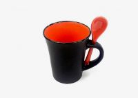 8 Oz Orange In/Black Out Spoon Mug