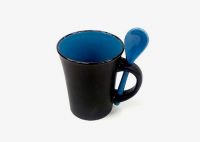 8 Oz Aqua In/Black Out Spoon Mug