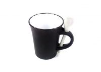 8 Oz White In/Black Out Spoon Mug