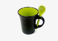 8 Oz Lime Grn In/Black Out Spoon Mug
