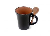 8 Oz Lt Brown In/Black Out Spoon Mug