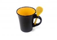 8 Oz Yellow In/Black Out Spoon Mug